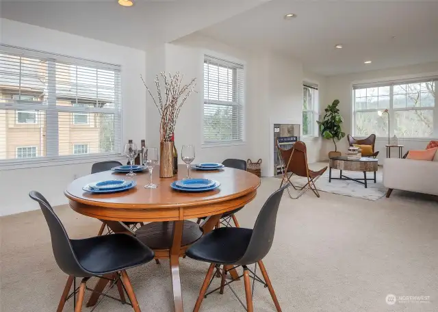 Light filled top floor corner home.