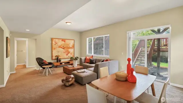 Large basement with high ceilings