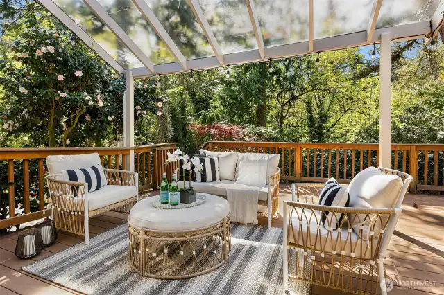 Private oasis-like backyard with sounds of the creek