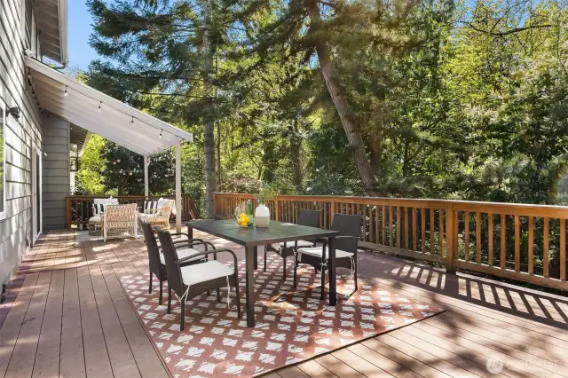 Expansive deck in your private oasis-like backyard