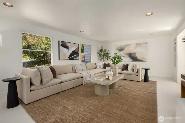 Spacious living room to your left when you walk in