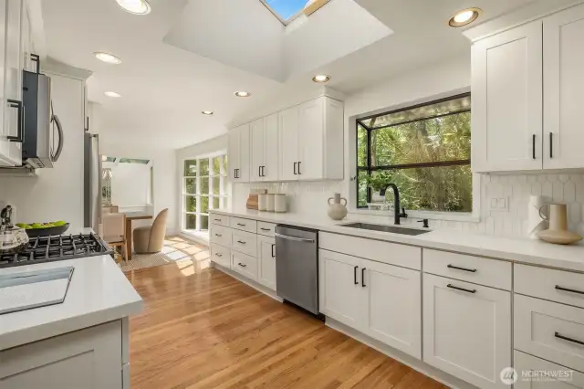 Remodeled kitchen complete with Quartz countertops
