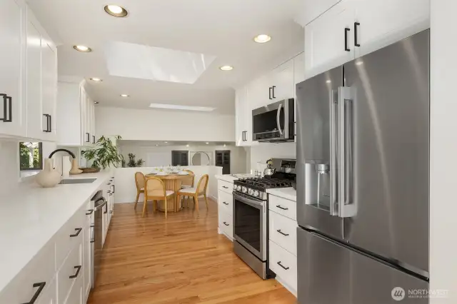 Remodeled kitchen complete with Quartz countertops