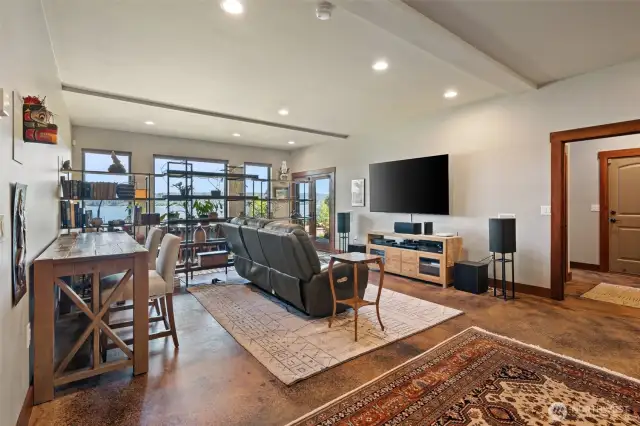 Lower level great room with plenty of natural light
