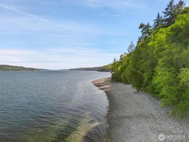 The beach looking south on Colvos Passage.