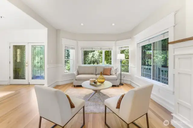 An abundance of natural light floods this space.