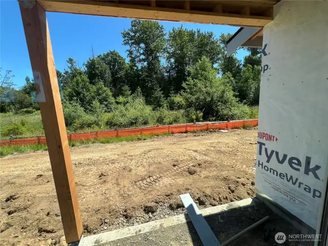 This property back up to a green space for privacy.