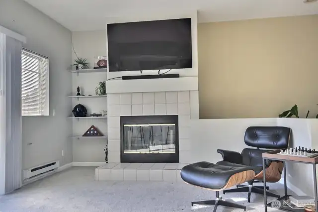 Cozy up to the wood burning fireplace on chilly nights