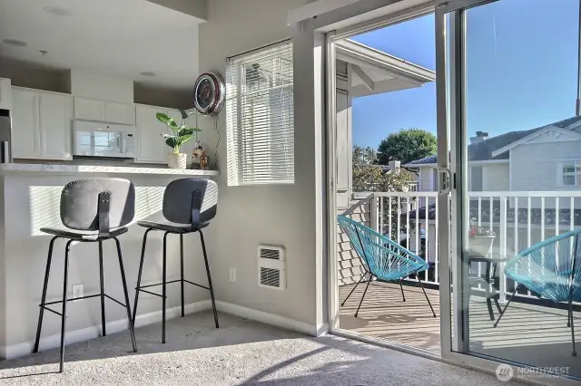 -or you can relax with a morning coffee on the sunny deck.