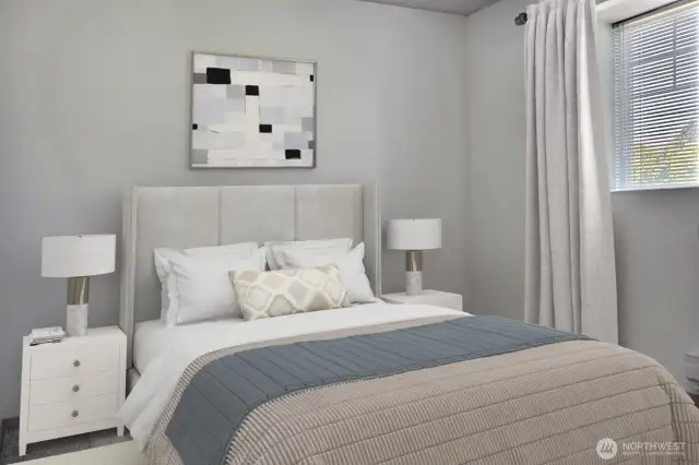 The second bedroom has 8 ft slider door closet. Verually stage for your imagination!