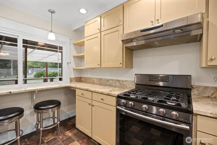 Kitchen bar with pass through window