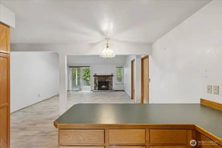 Kitchen view to living room