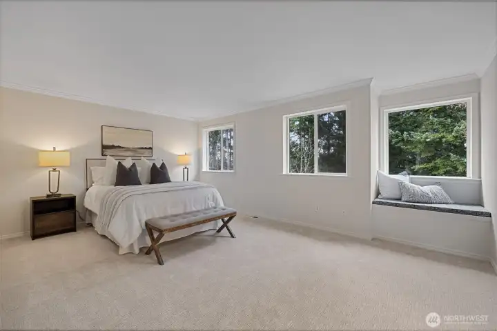 Huge primary bedroom with space for a sitting area