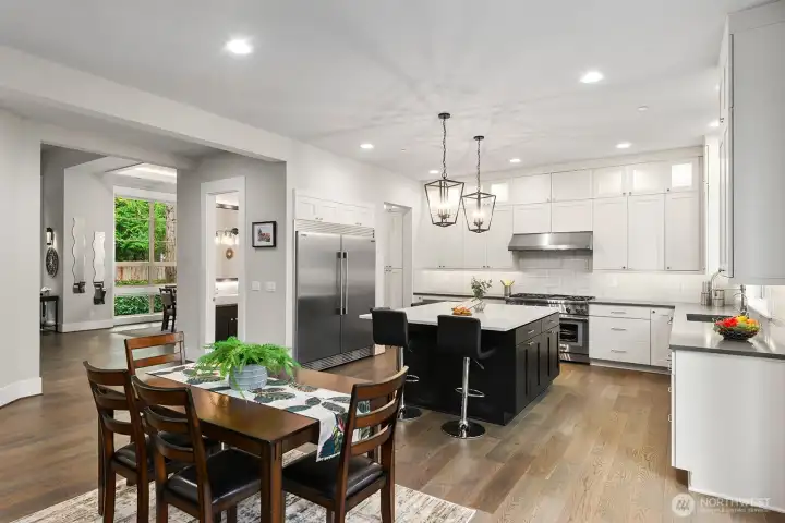 Casual dining area with easy access to kitchen and family room.