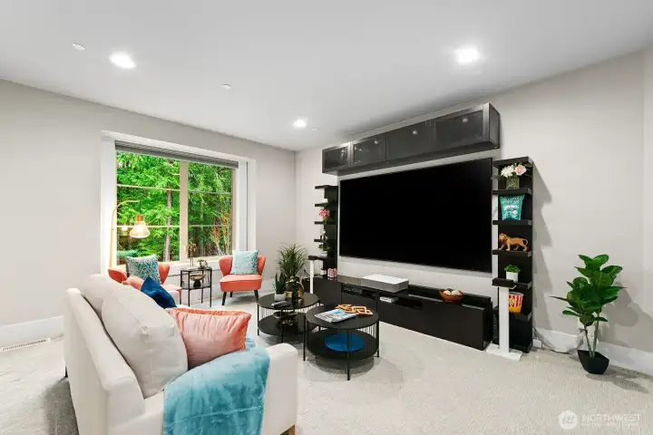 Generous bonus room on the upper level.  Pre-wired for a speaker system.