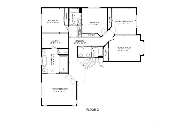 Upper level floor plan.