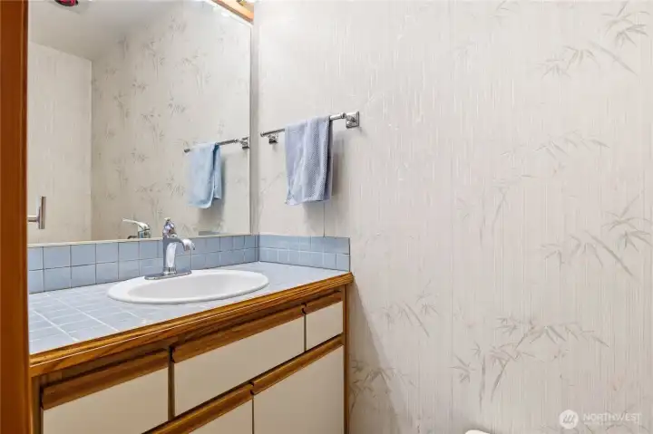 Main floor bathroom located in the hallway