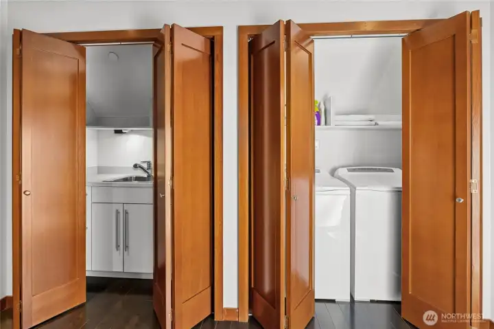 Upstairs closet and laundry