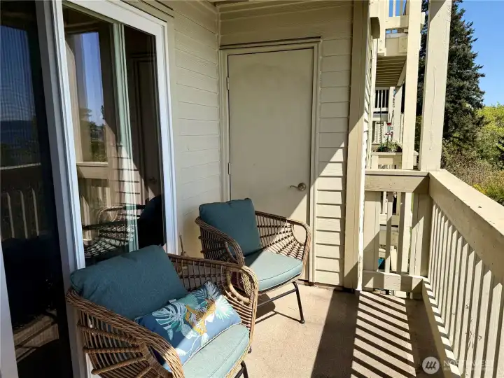 Bask in the warmth of the sunshine on your private balcony and enjoy the views of the sound and mountain.