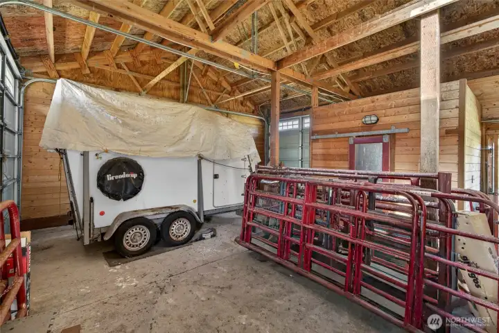 Lots of room for stalls and storage of hay. Lots of room for stalls and storage of hay.