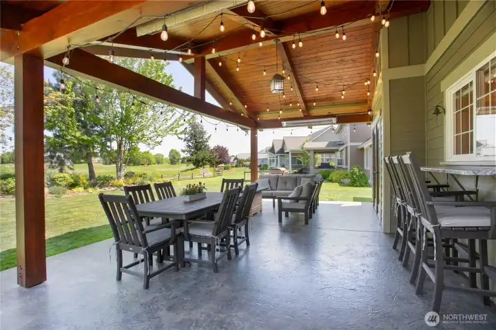 The back covered patio is an entertainers dream.