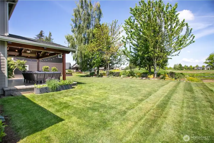 There is plenty of lawn space for outdoor activities.