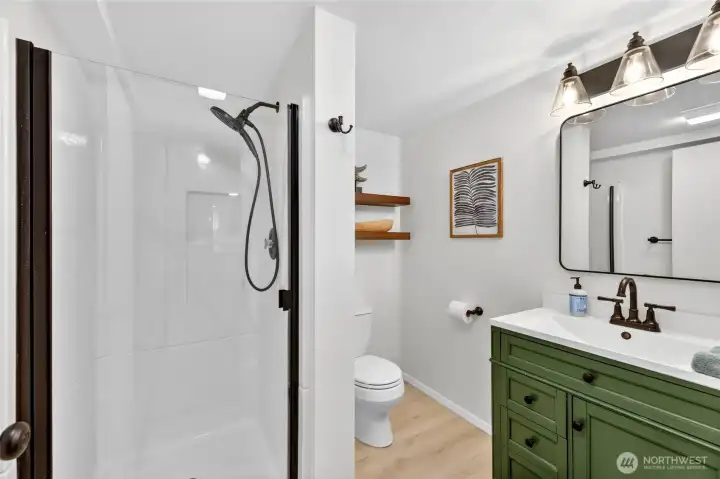 Remodeled 3/4 bath, lower level