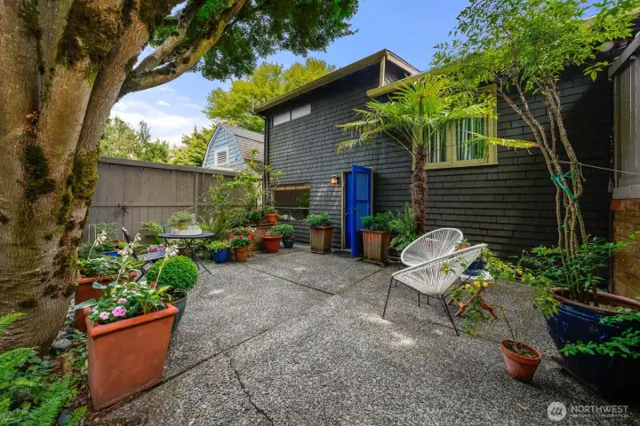 This charming 300-square-foot cottage is located directly across the courtyard.