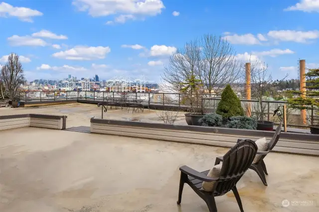 This amazing private patio with Seattle views belongs to the new owner.