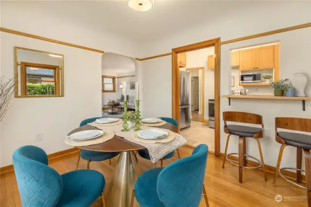 Lovely view dining room with additional island seating