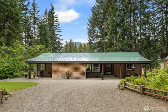 Full length covered porch in the front.