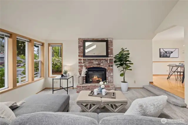 Living room with electric fireplace