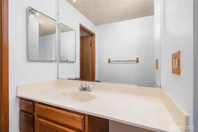 Close up of the primary vanity.