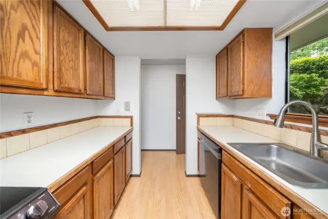 Stainless appliances add to the appeal of this kitchen.