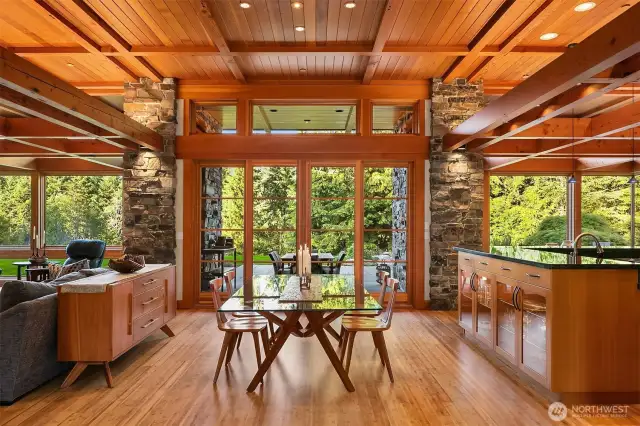 Walls of windows bring the outside in.