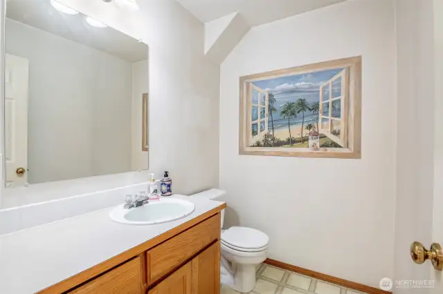 Powder bath with custom wall painting
