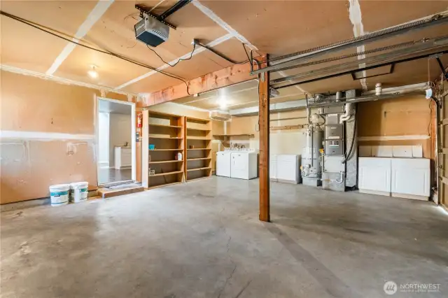 Garage with washer and dryer