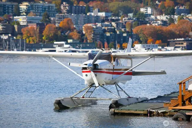 Lake Union’s working waterfront includes Kenmore Air’s seaplanes, offering scenic flights and quick getaways — all visible from the S.S. Guppy’s neighborhood.