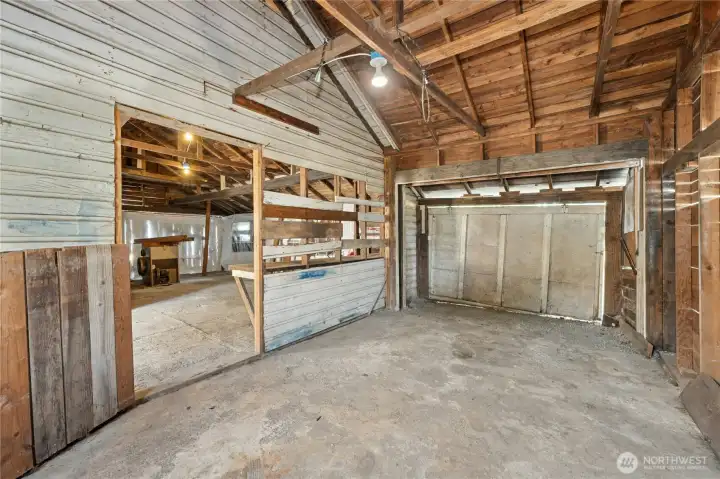 Inside garage/shop with garage door