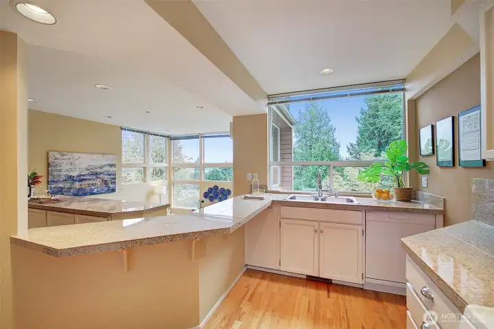 Lovely easterly views from the kitchen sink.