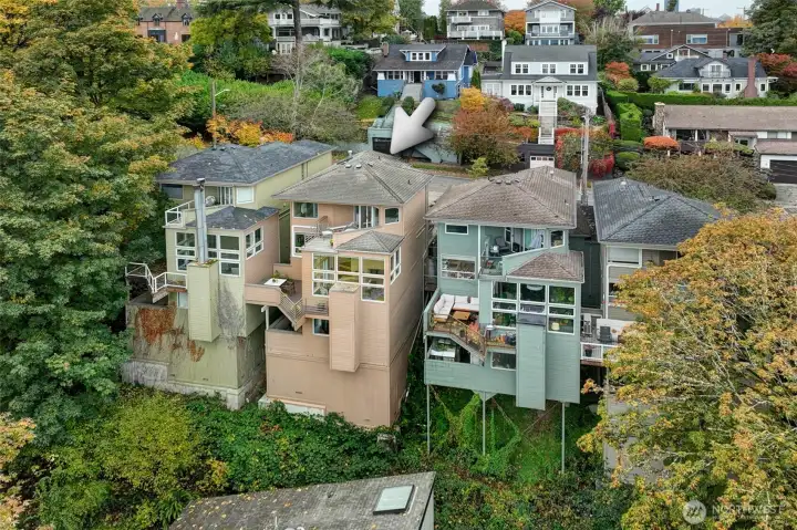 Rear view of home from the east.