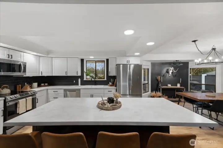 Oversized island is perfect for entertaining