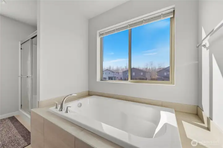 Soaking tub perfect for relaxing evenings.