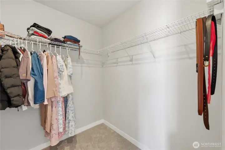 Spacious walk-in closet just off the bath.