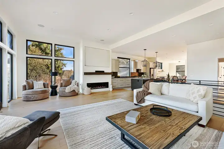 Open concept living/kitchen/dining.