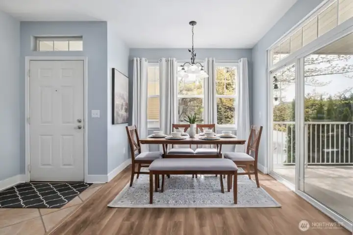 Formal dining with light fixture