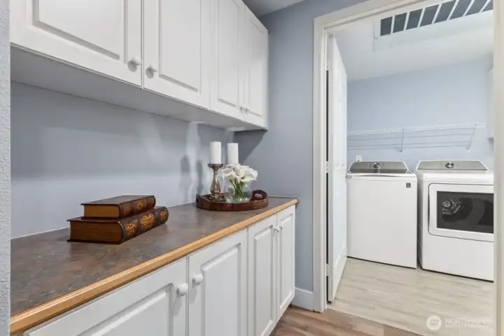 Extra storage cabinet off laundry room