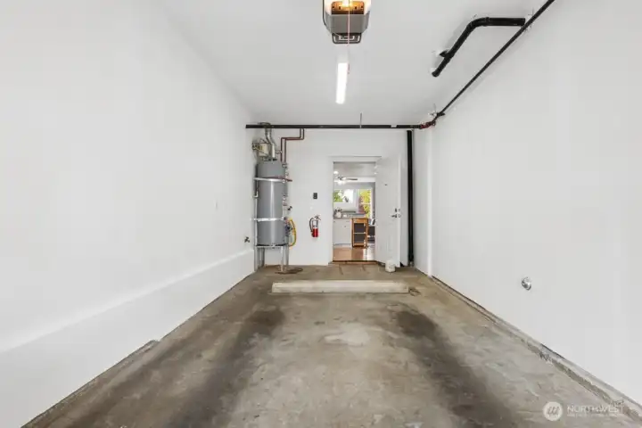 Your one-car garage has extra storage space and opens directly into the kitchen