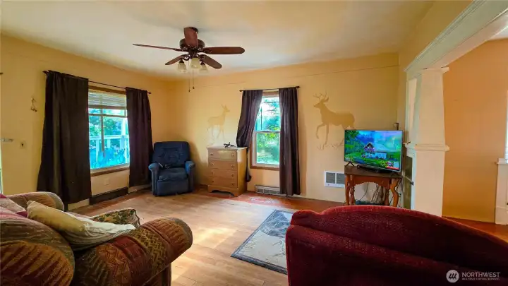 This would be a great place to curl up and enjoy a movie. Looking west from the living room.