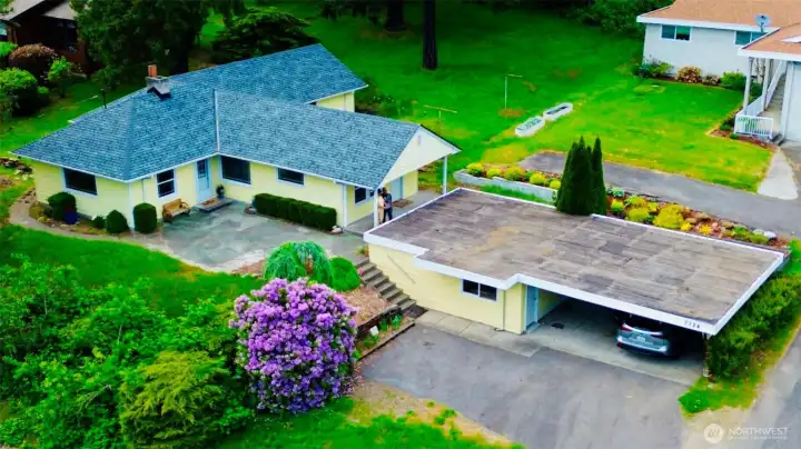 Aerial view of the house